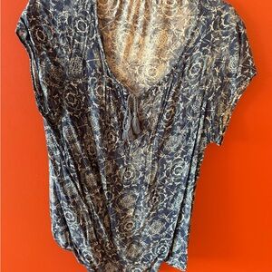 Stylish Blue Patterned Women's Blouse